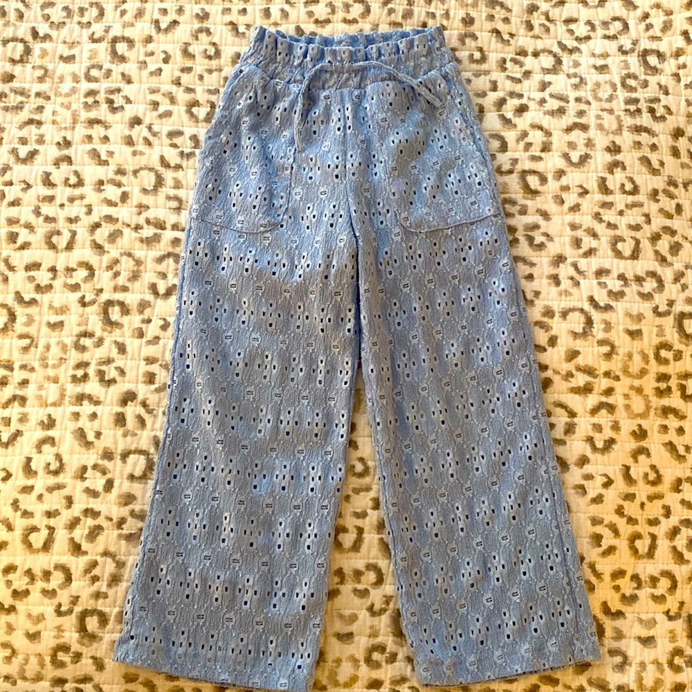 ZARA GIRLS EYELET WIDE PULL ON PANTS
